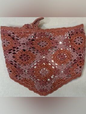 Zara Dusty Rose and Mauve Crochet Triangle Scarf